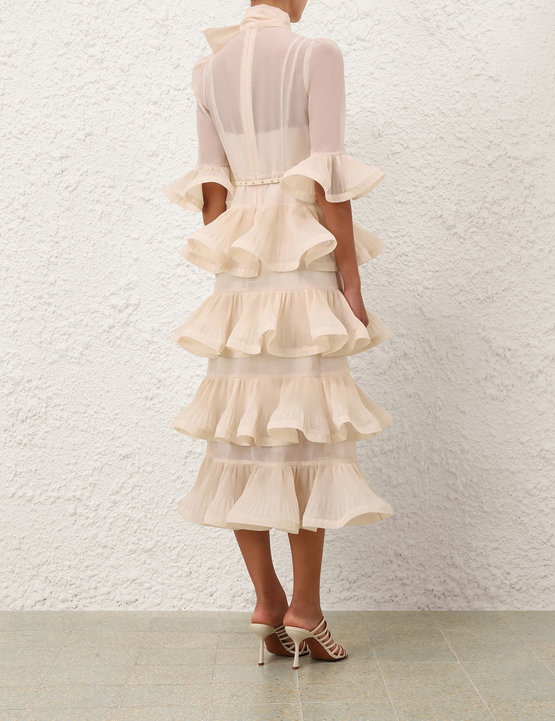 PLEATED SLEEVED MIDI DRESS 4