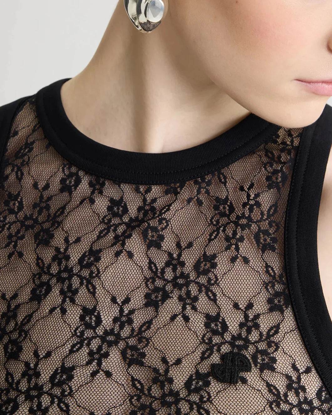 TANK TOP IN LACE JERSEY - 4