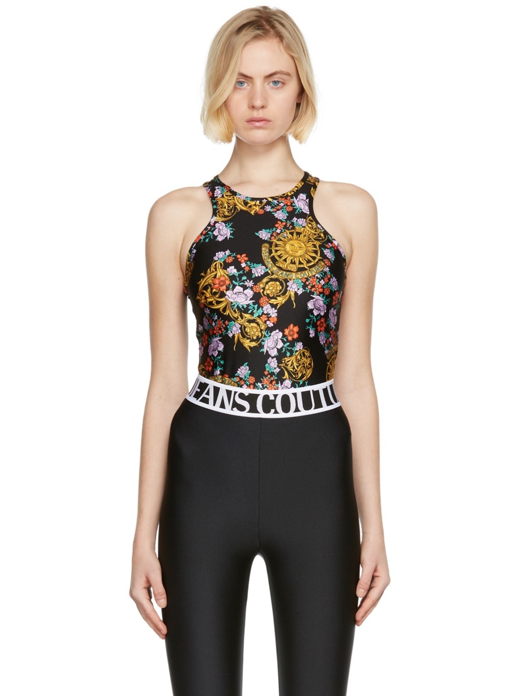 Black Sun Flower Garland Bodysuit - 1