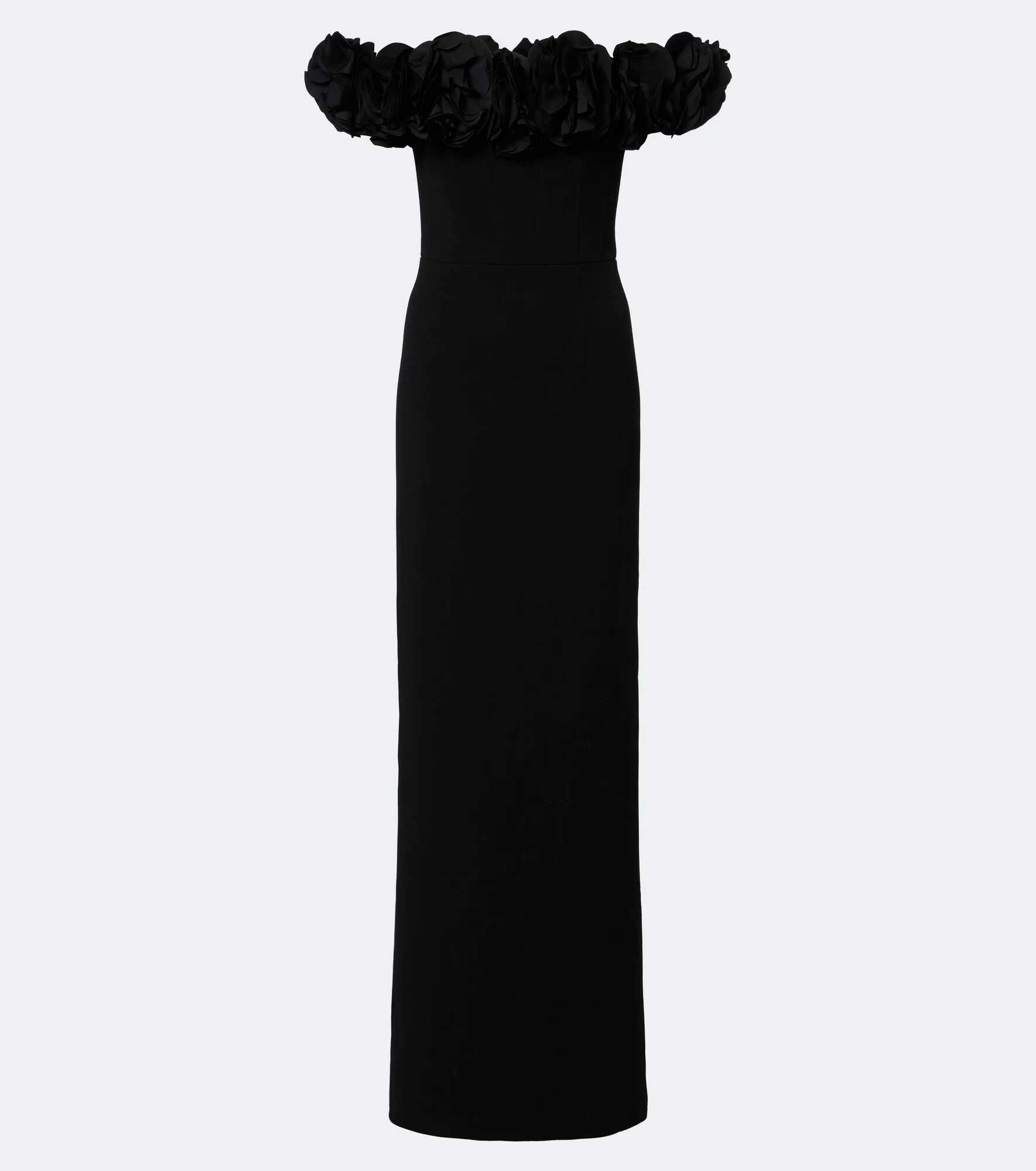 Odetta floral-appliqué off-shoulder crêpe gown - 1
