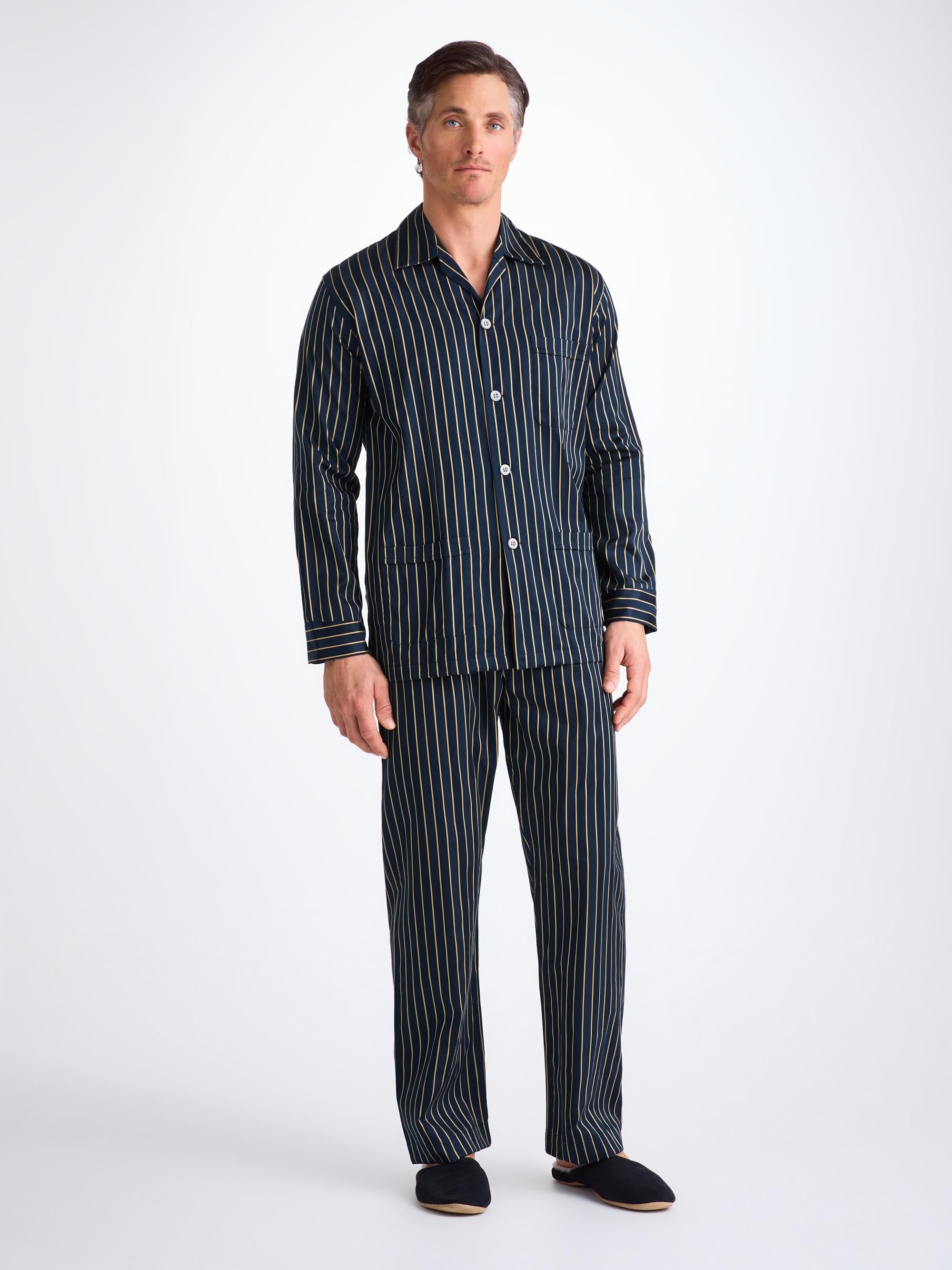 Men's Classic Fit Pajamas Royal 224 Cotton Navy - 3