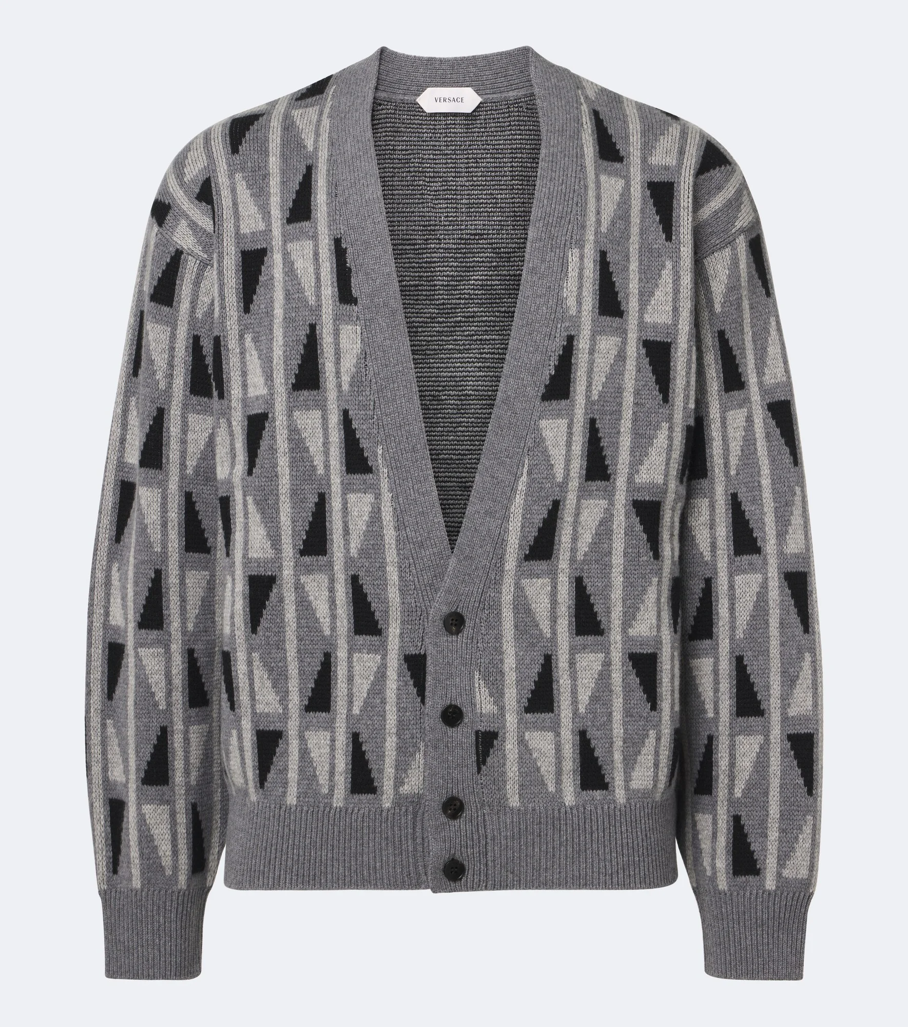 Jacquard wool and cashmere cardigan - 1