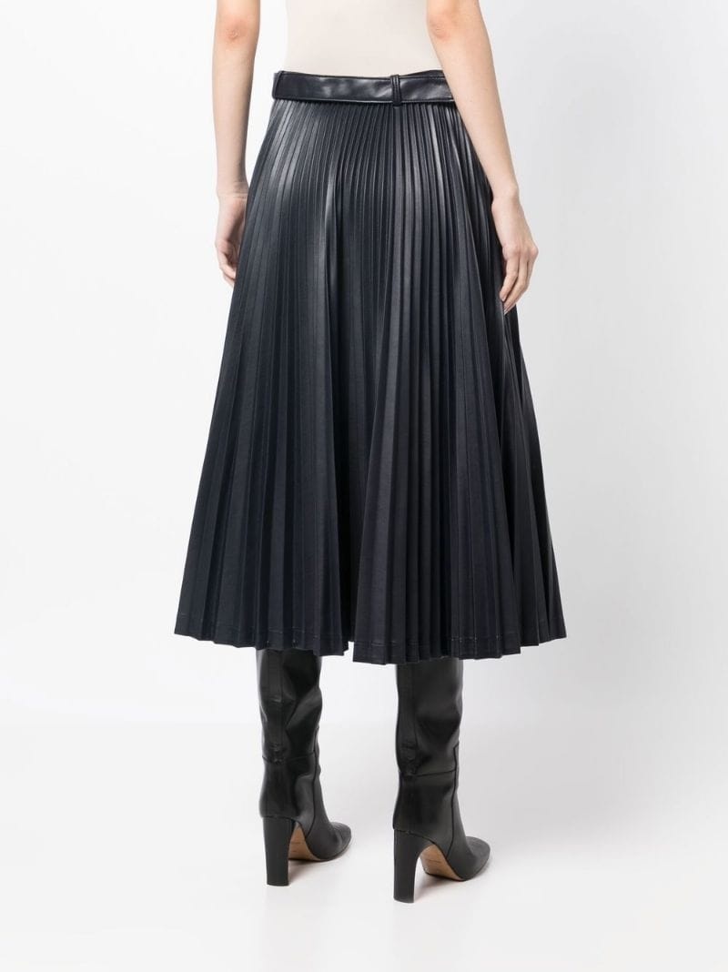 asymmetrical-pleat midi skirt - 4