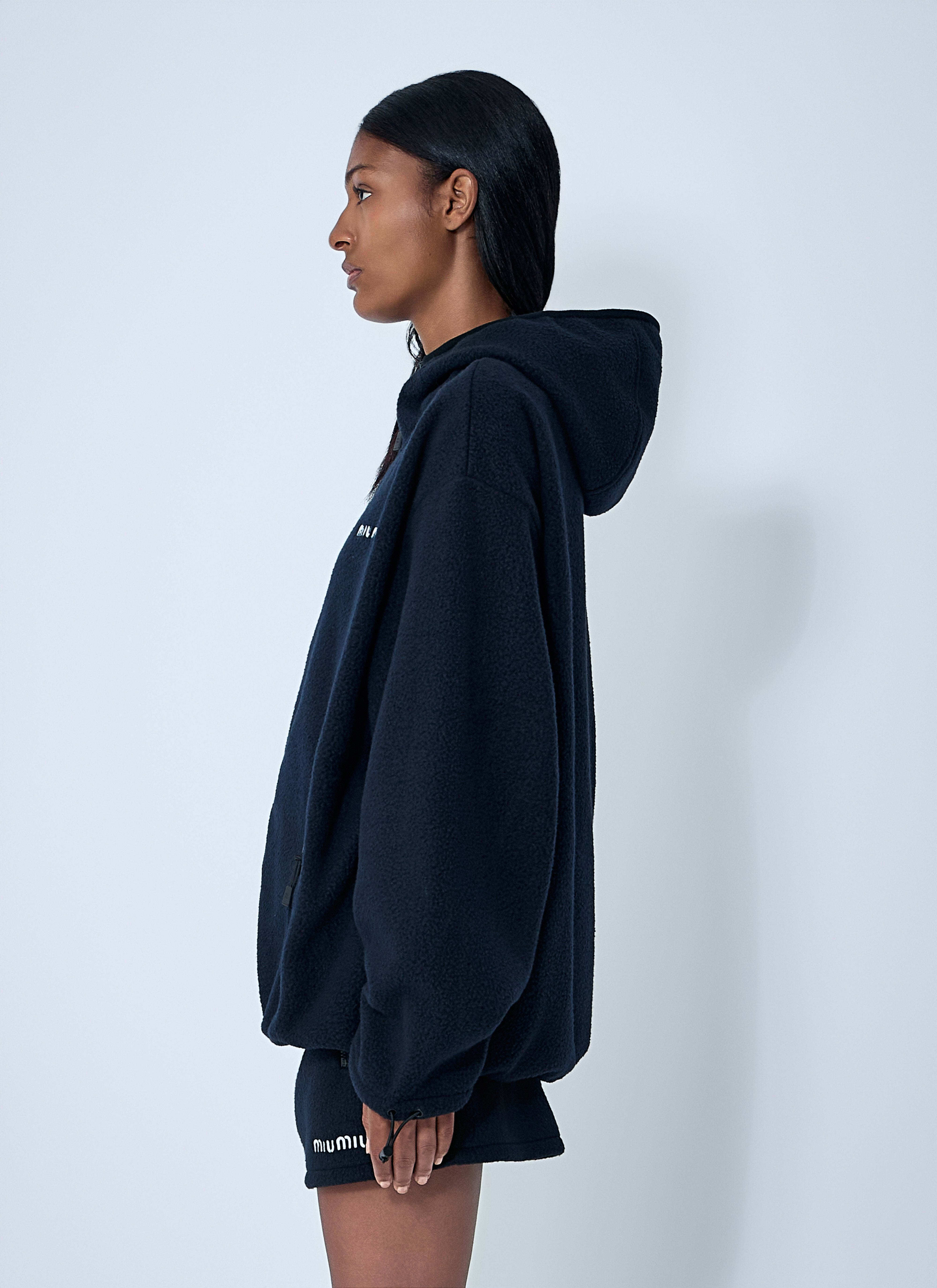 Miu Miu Women Hooded Logo Motif Sweatshirt - 3