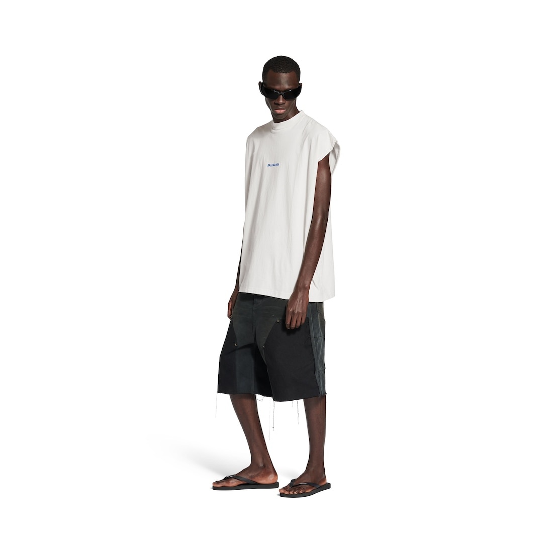 Men's Ripped Off Shorts in Black/green/red - 2