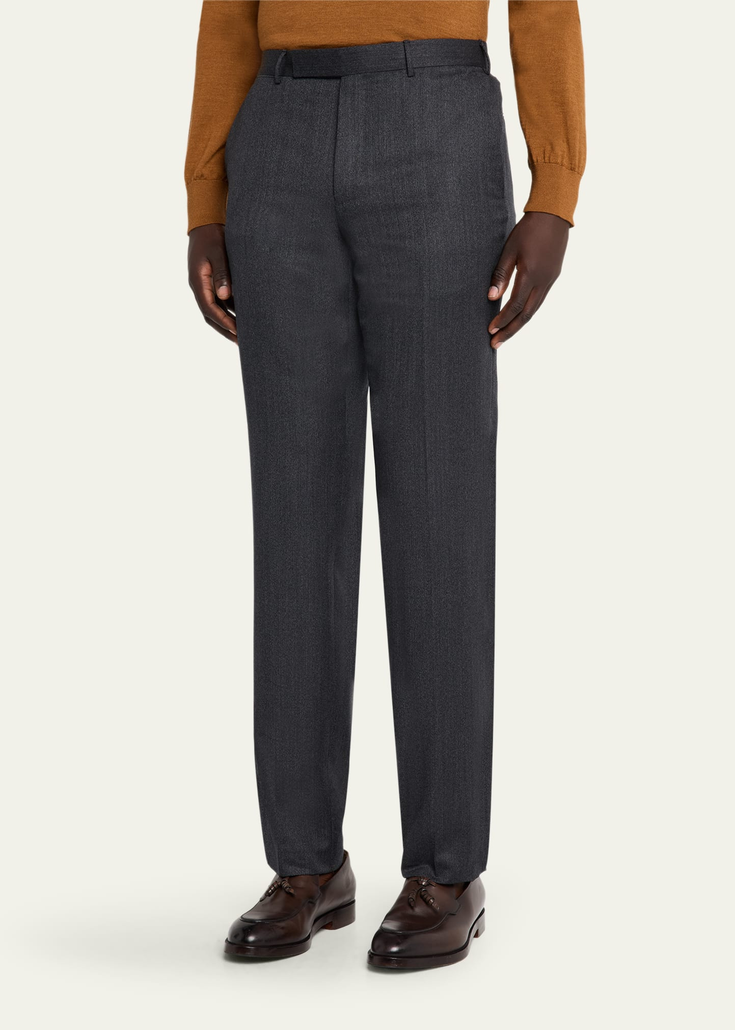 Men's Trofeo Wool Straight Fit Flat-Front Pants - 4