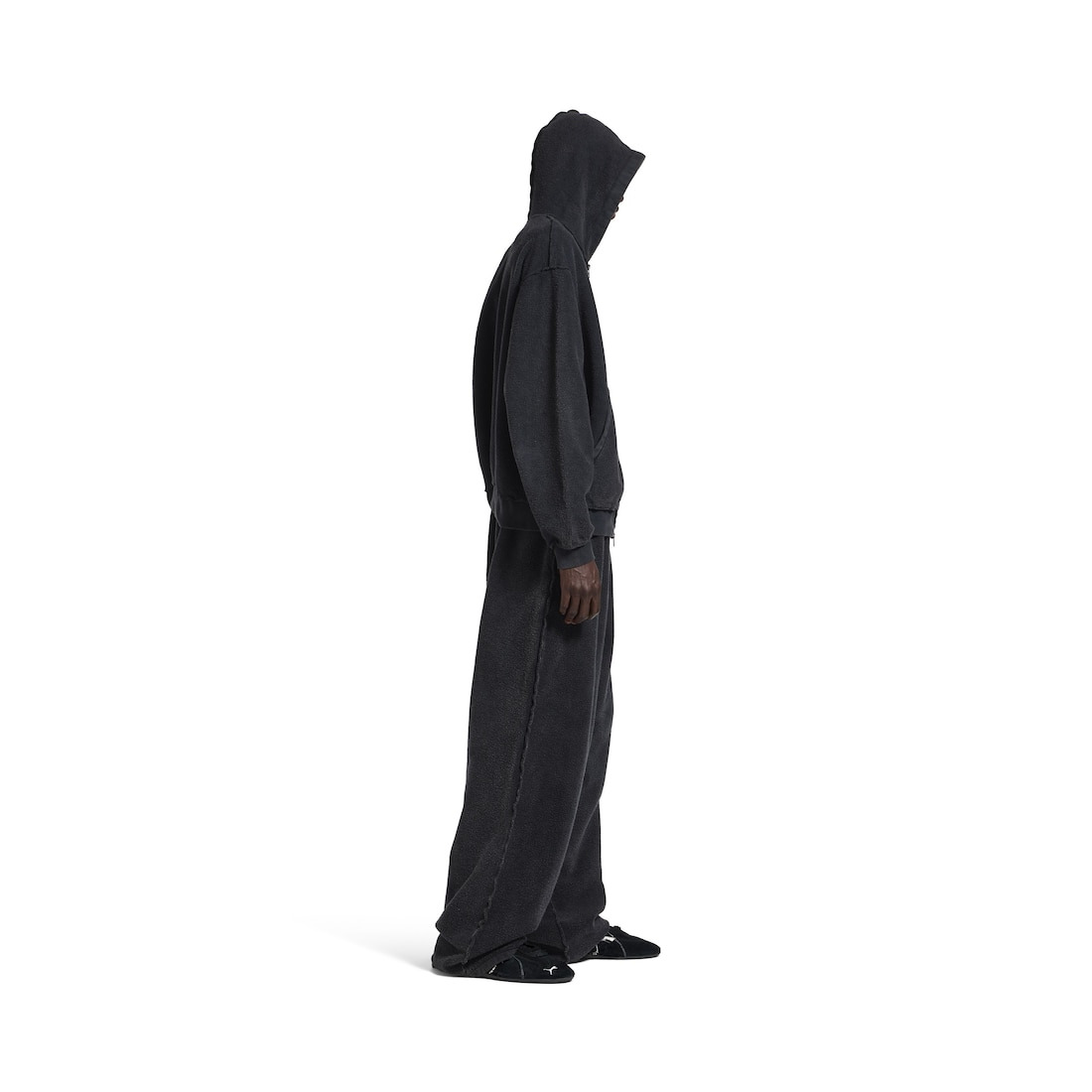 Men's 3b Sports Icon Inside-out Zip-up Hoodie in Black Faded - 3