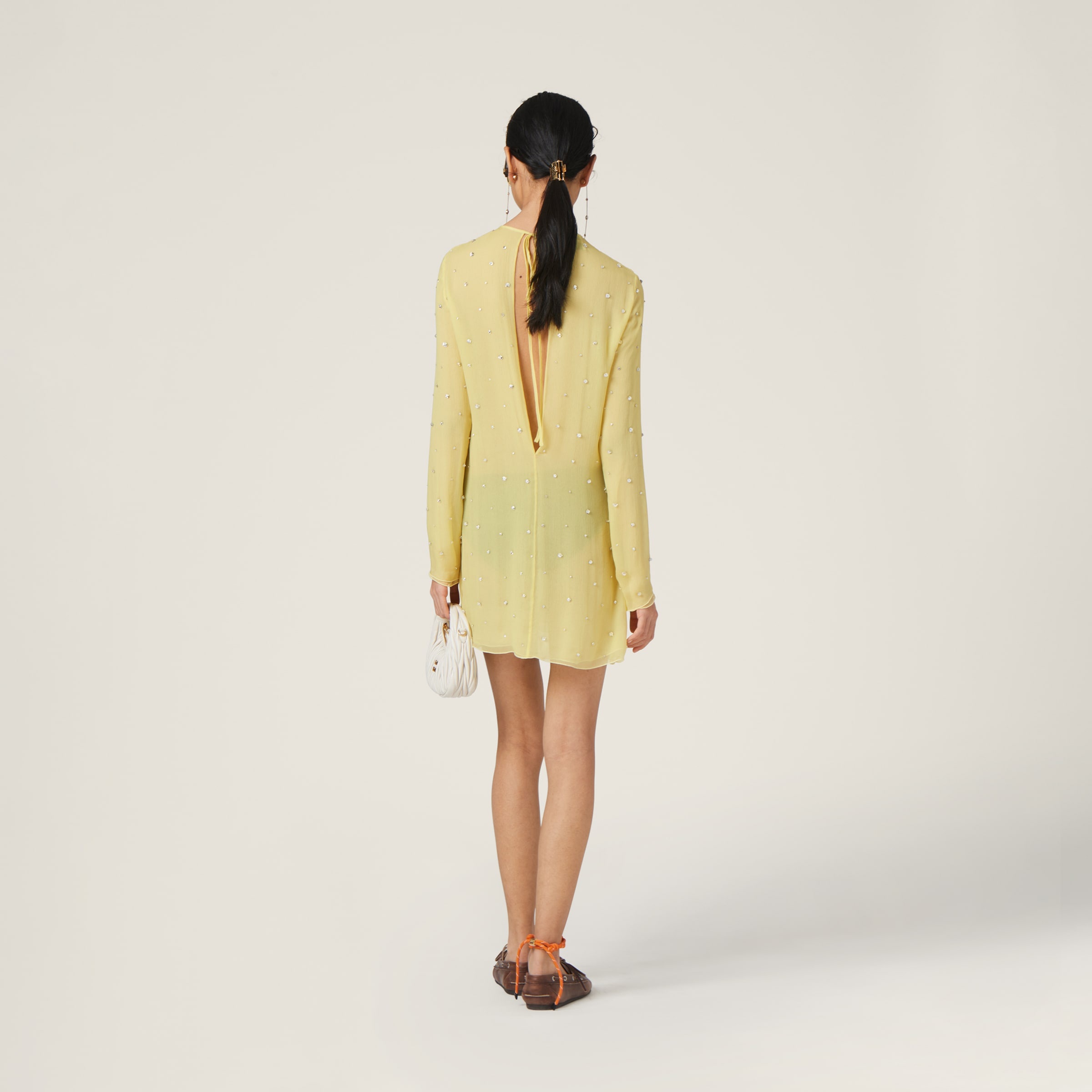 Embroidered chiffon dress - 3