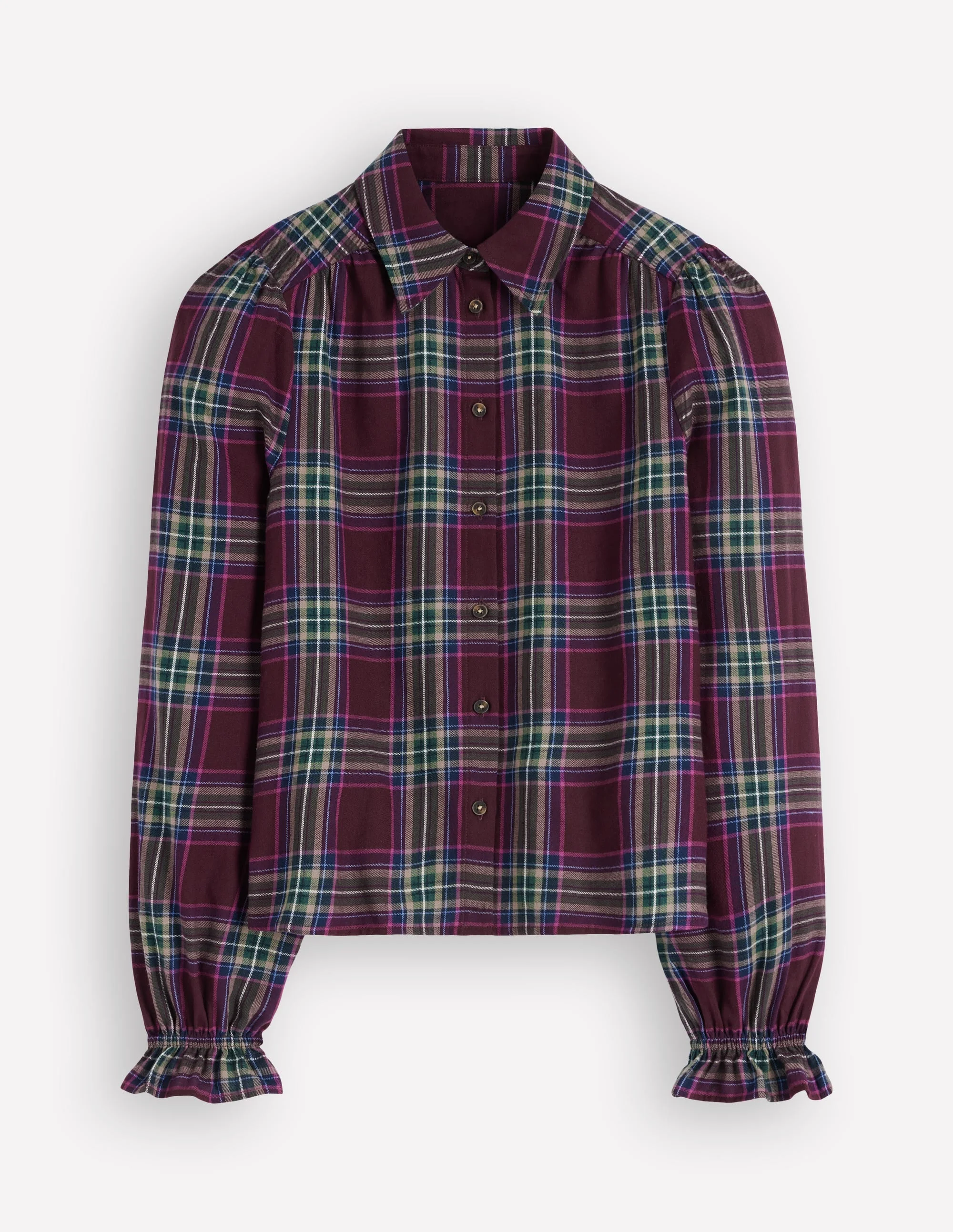 Violet Cotton Top-Maroon and Olive Check - 1