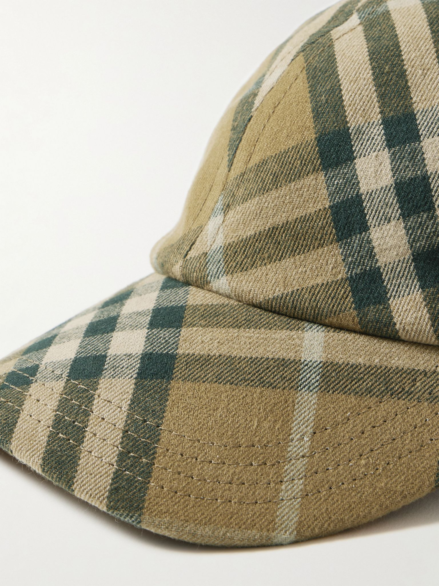 Checked Cotton-Twill Baseball Cap Beige - 4