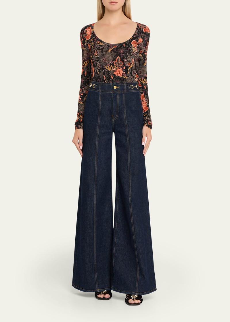 ULLA JOHNSON Aris Printed Long-Sleeve Jersey Top outlook