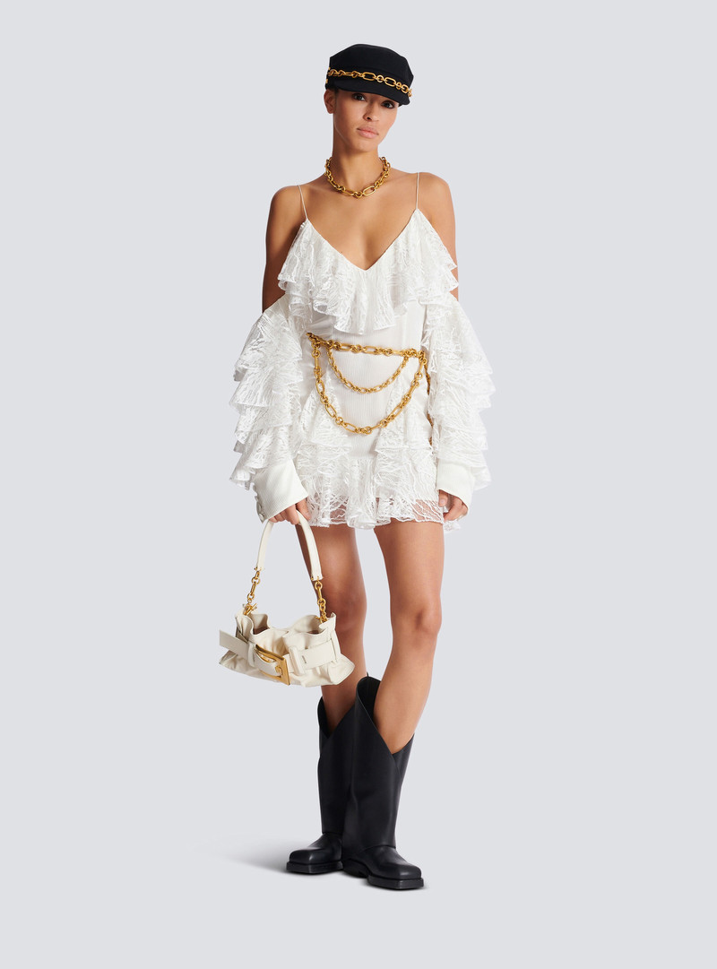 Balmain Flowing dress with lace ruffles outlook