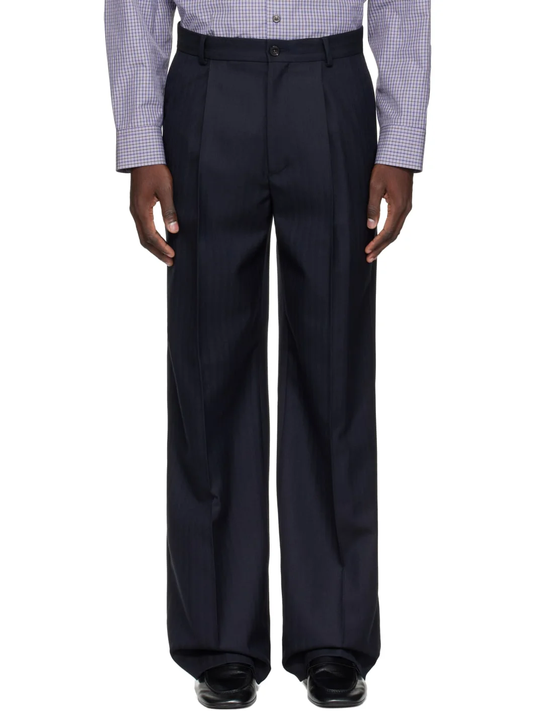 Navy Wool Trousers - 1