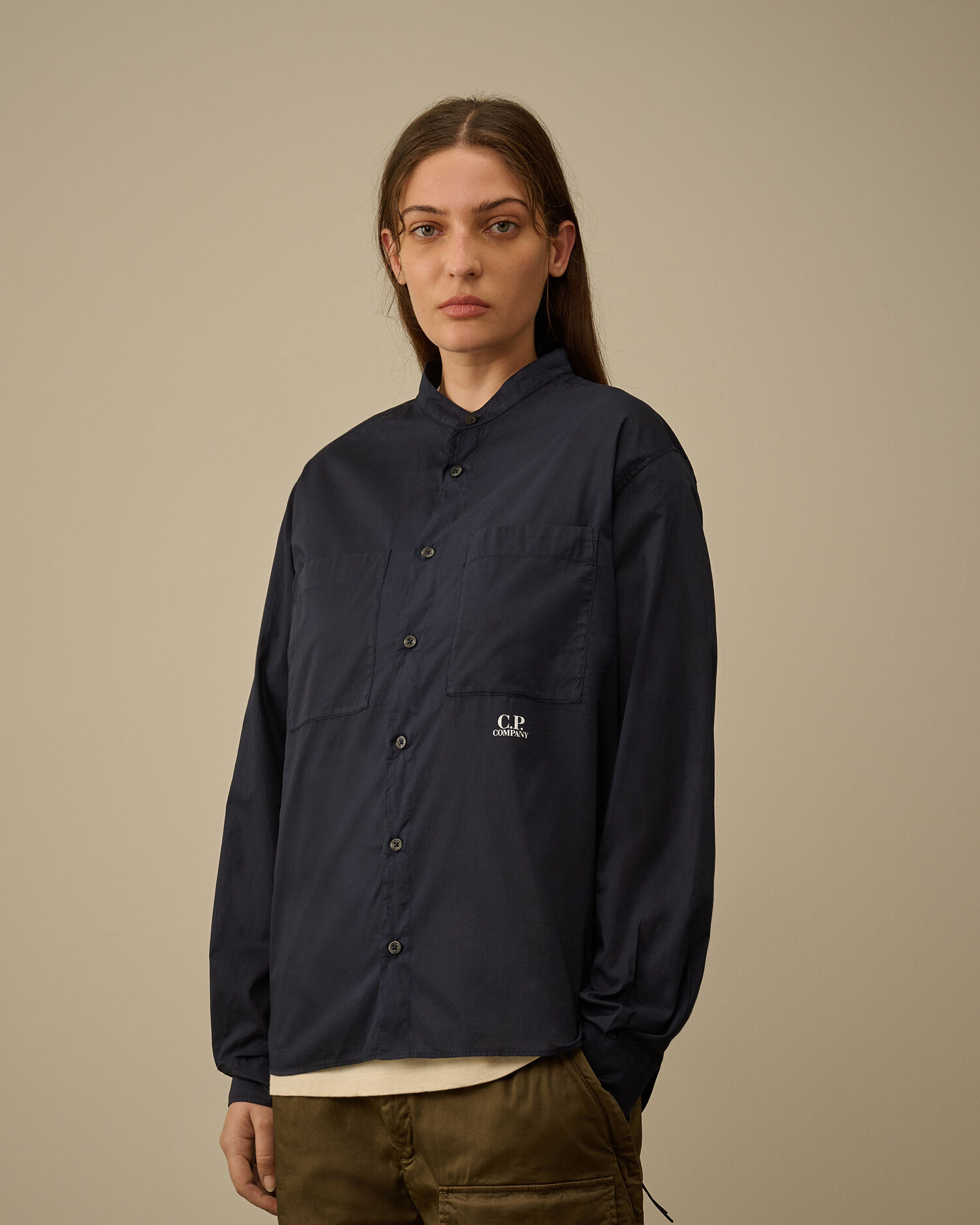 Light Mussola Banded Collar Shirt - 3