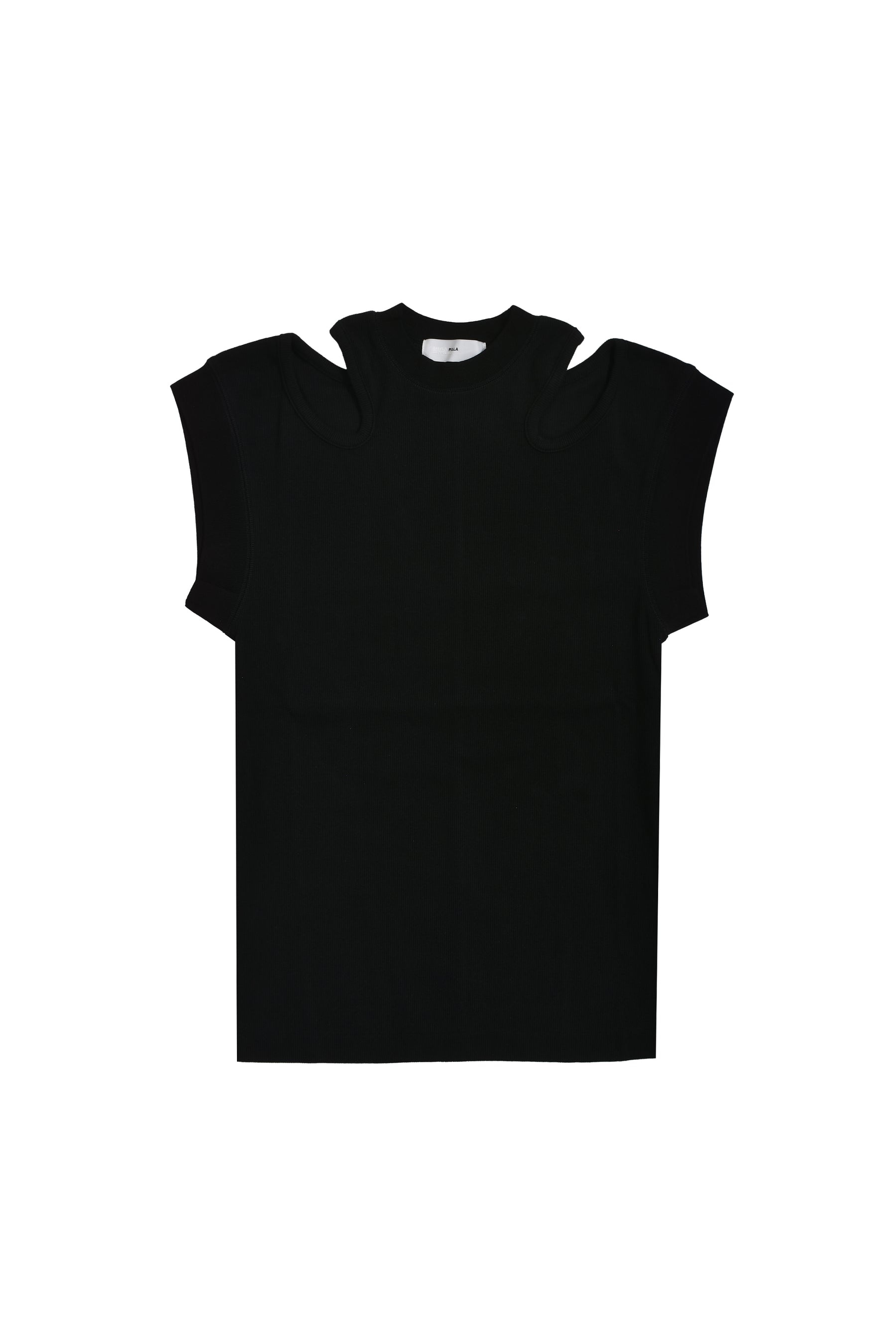 RIB JERSEY SLEEVELESS TOP / BLK - 1