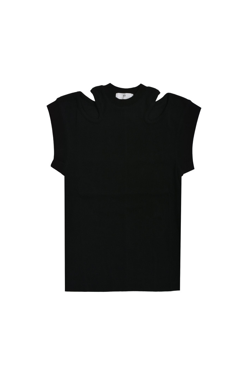 RIB JERSEY SLEEVELESS TOP / BLK 1