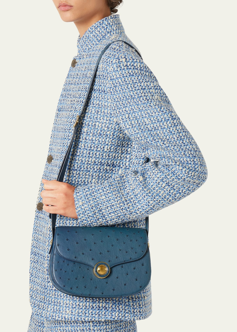 Loro Piana Ghiera Small Ostrich Leather Crossbody Bag outlook