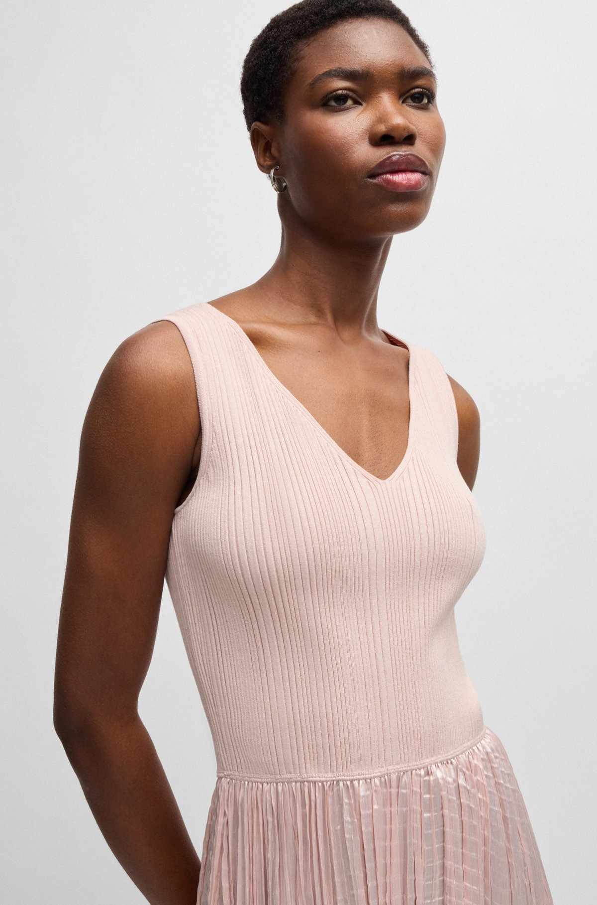 KNITTED DRESS WITH LUSTROUS STRUCTURED SKIRT - 4