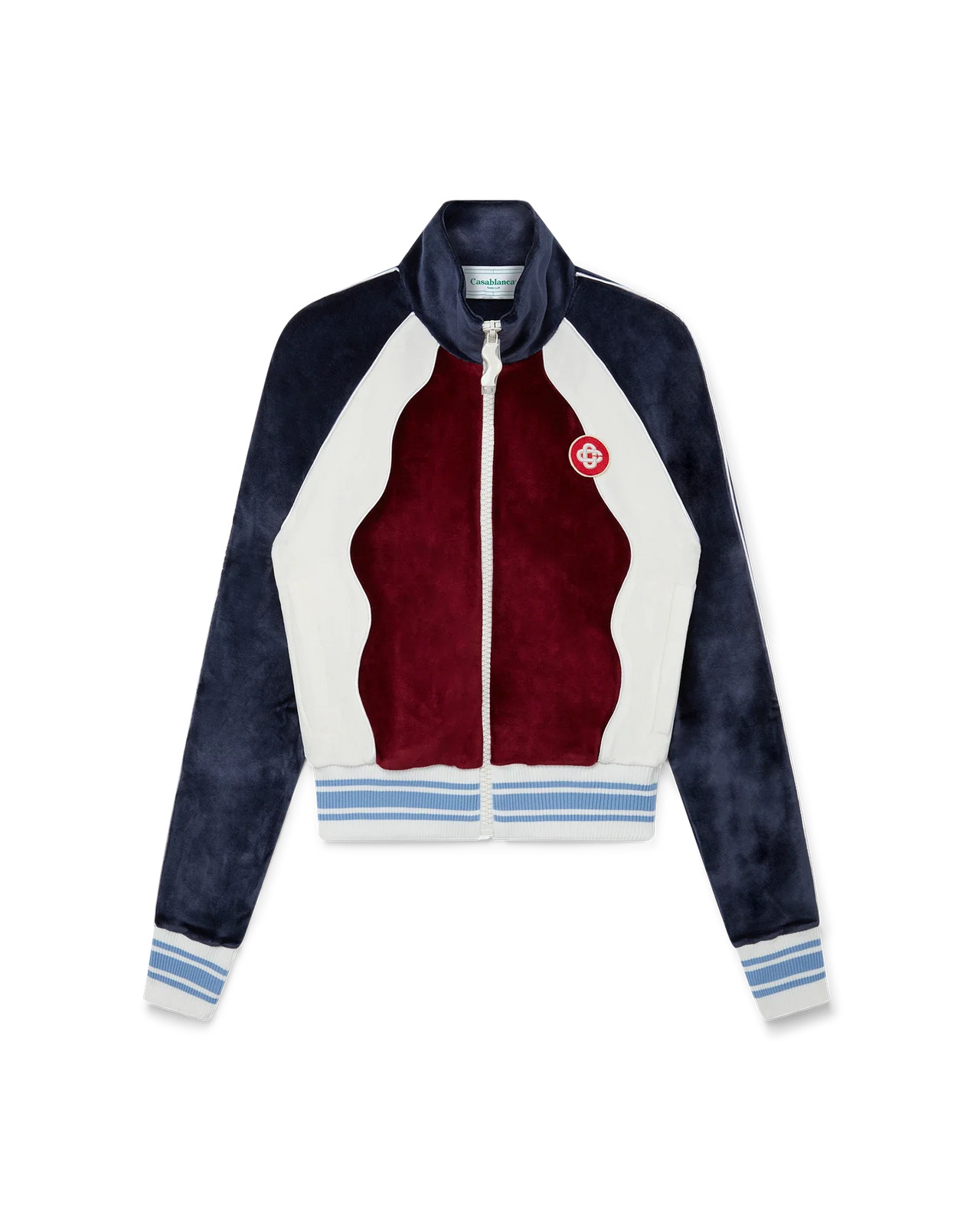 Burgundy Velour Panelled Track Top - 1