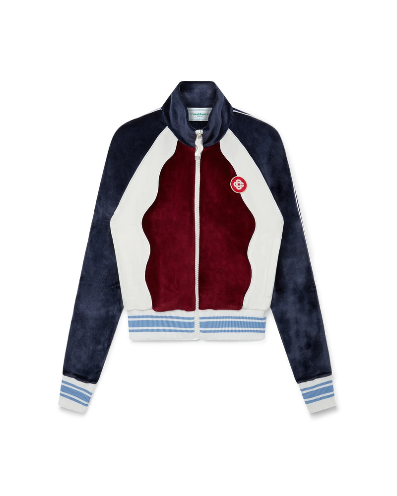 Burgundy Velour Panelled Track Top 1