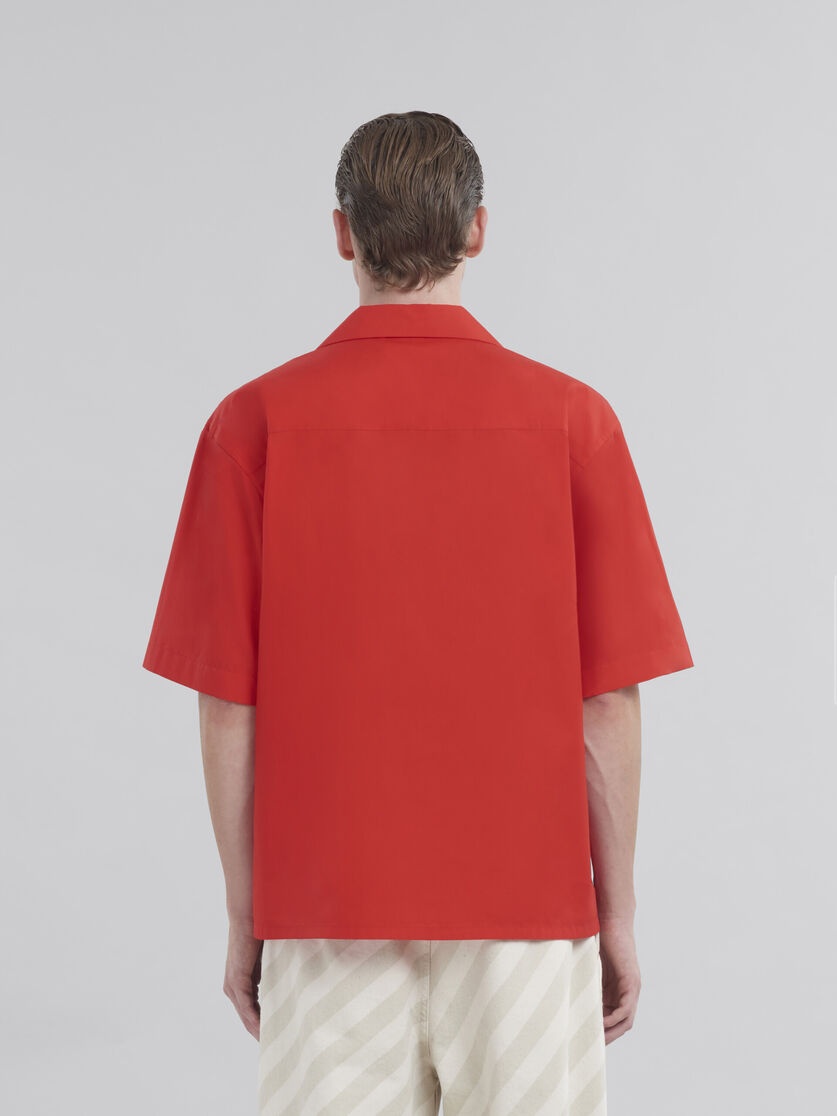 RED ORGANIC POPLIN BOWLING SHIRT WITH HIDDEN LOGO - 3