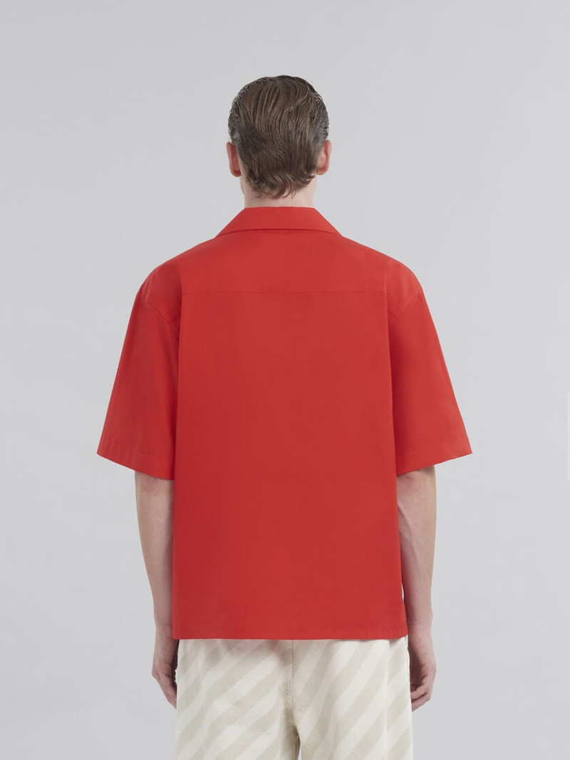 RED ORGANIC POPLIN BOWLING SHIRT WITH HIDDEN LOGO 3