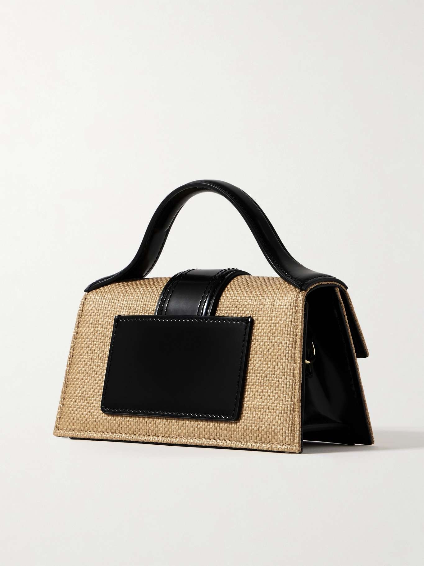 Le Bambino leather-trimmed raffia tote - 3