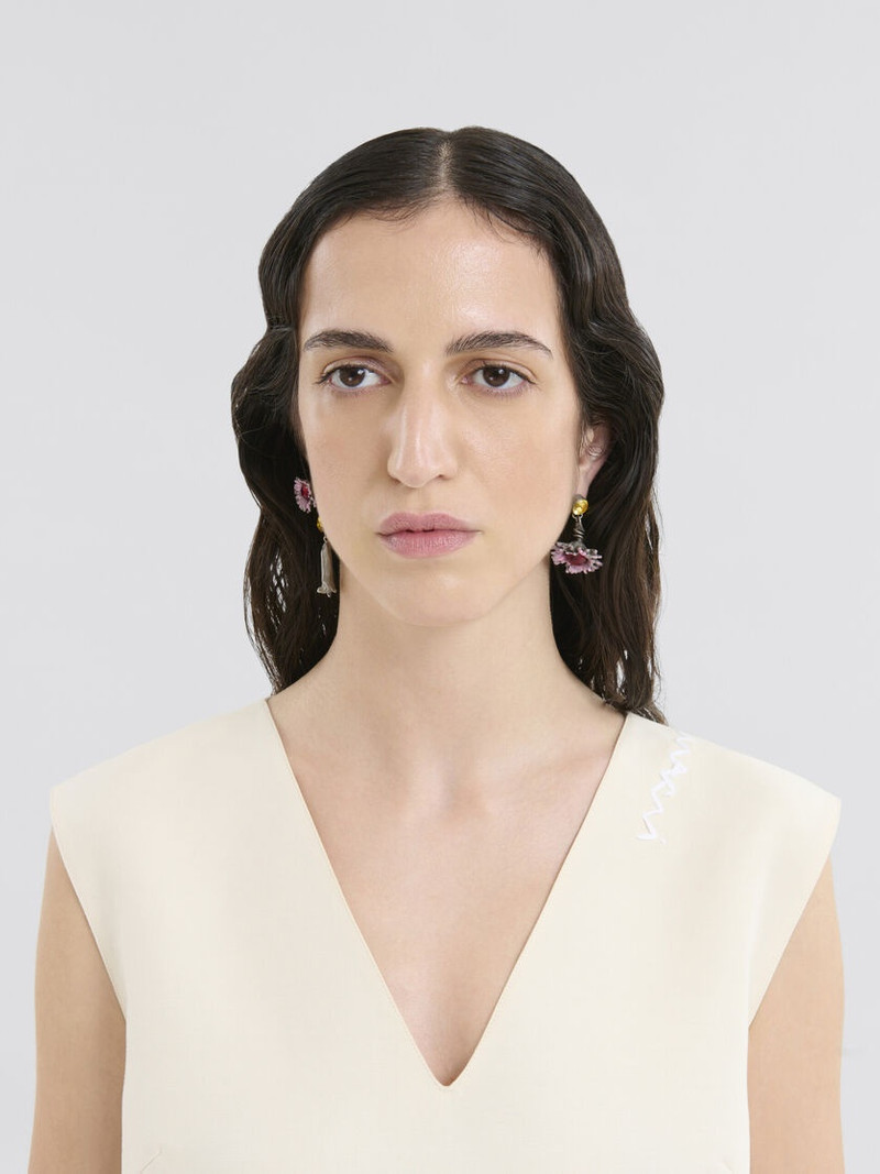 Marni ENAMELED METAL AND STONES FLOWER POP EARRINGS outlook