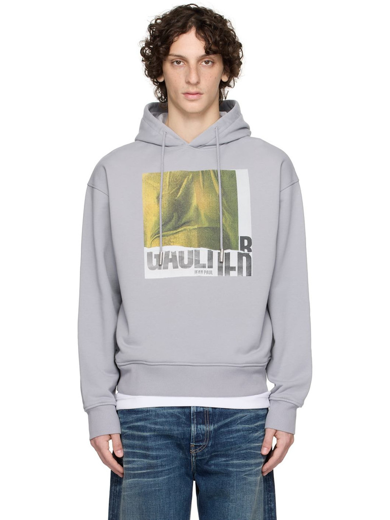 SSENSE Exclusive Gray Cotton Printed Water Hoodie 1