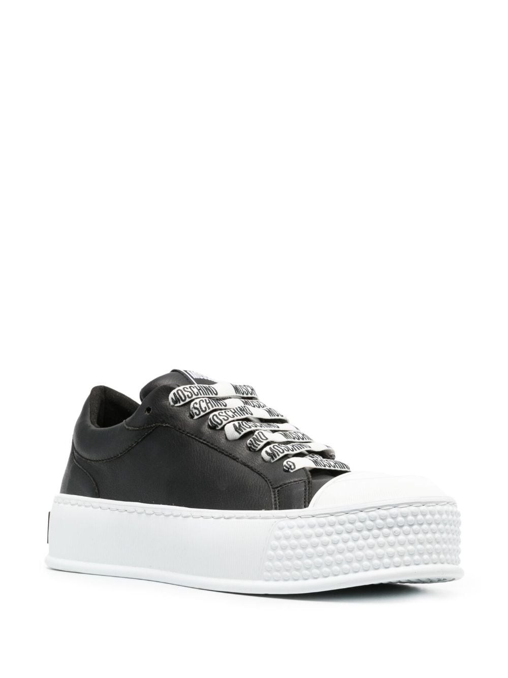 embossed-logo faux-leather sneakers - 2