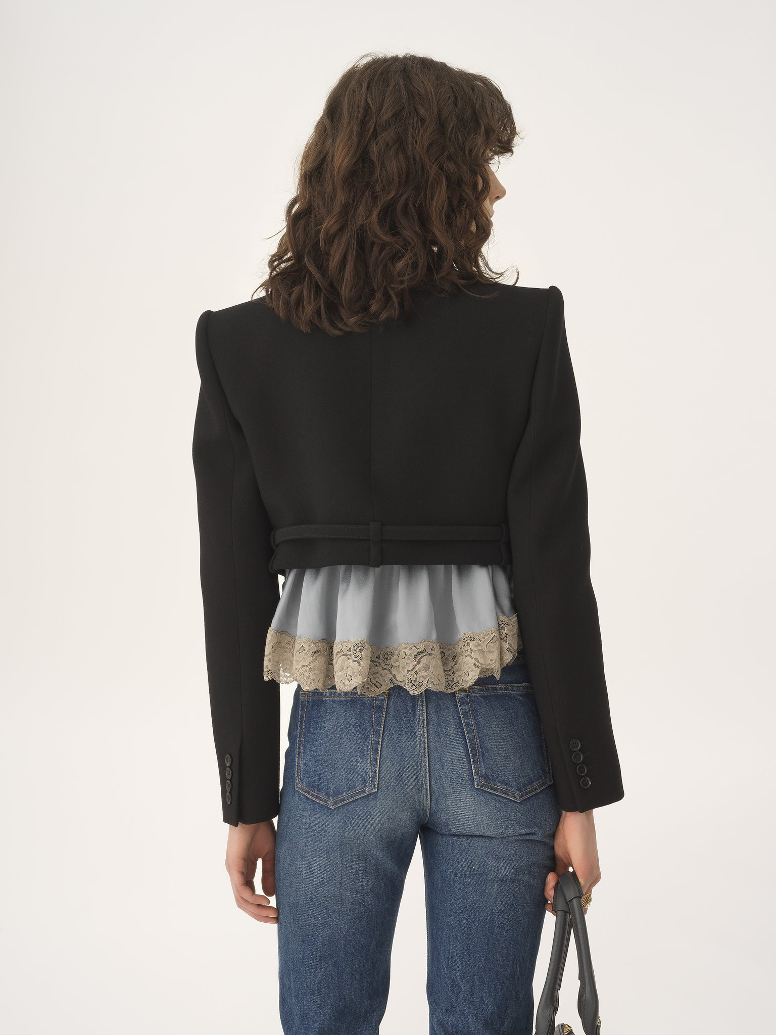CROPPED SPENCER JACKET IN WOOL CRÊPE - 5