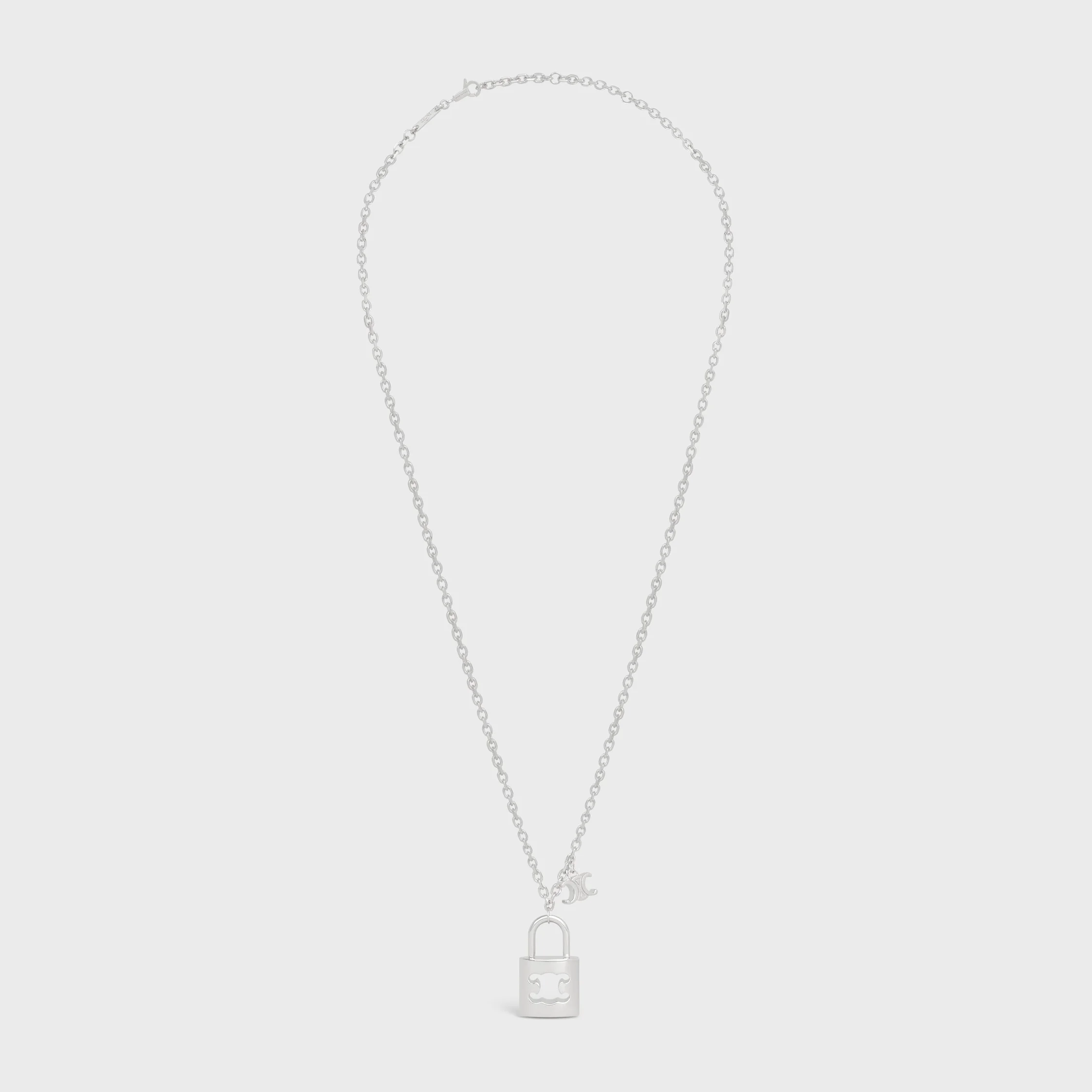 Triomphe Lock Large Necklace in Brass with Rhodium Finish - 1