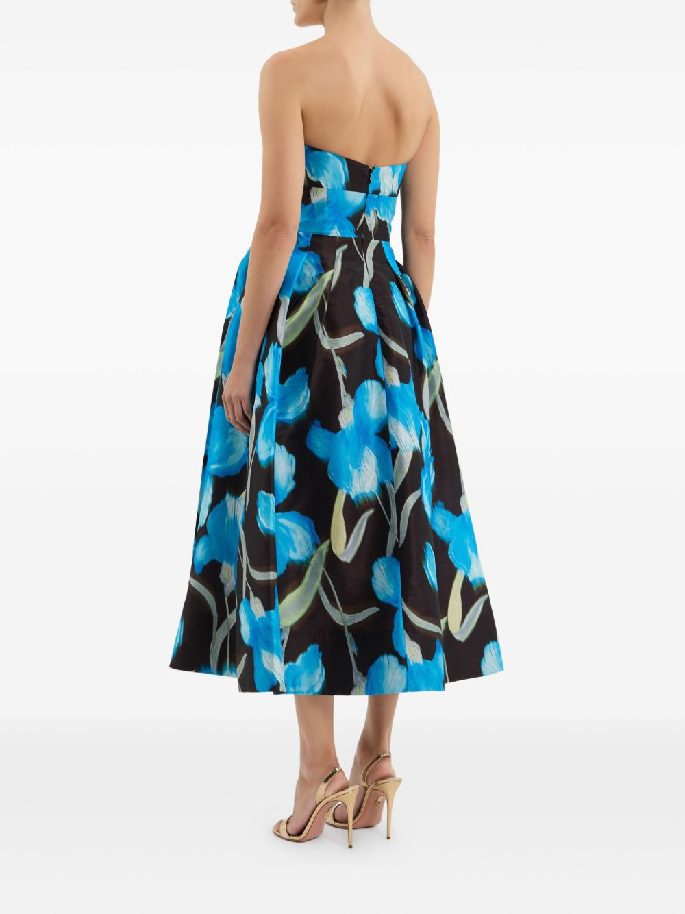 floral-print strapless dress - 4