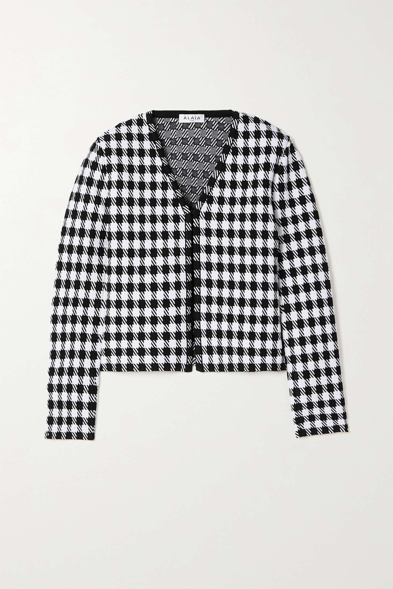 Houndstooth knitted cardigan - 1