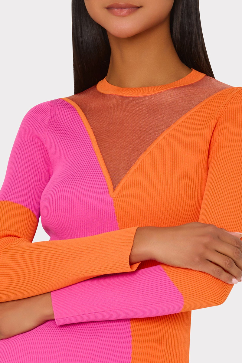 Color Block Sheer Graphic Crewneck 4
