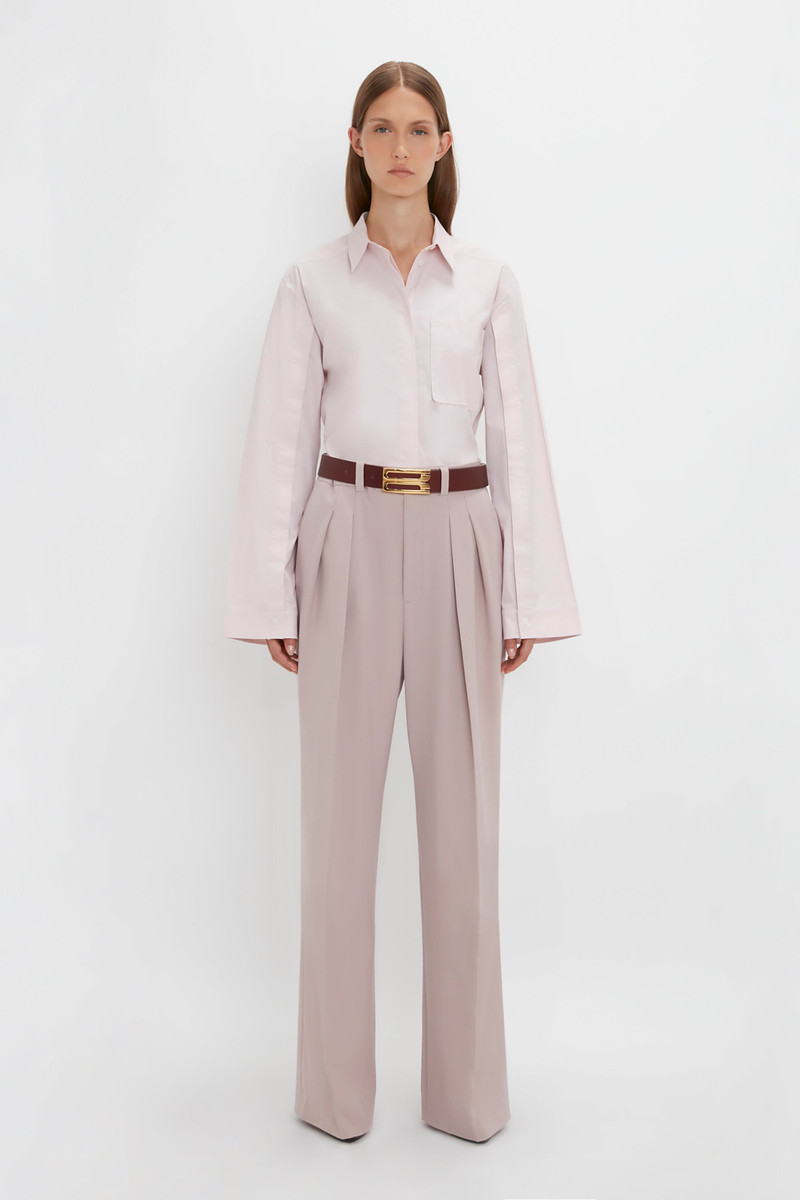 Victoria Beckham Button Detail Cropped Shirt In Rose Quartz outlook