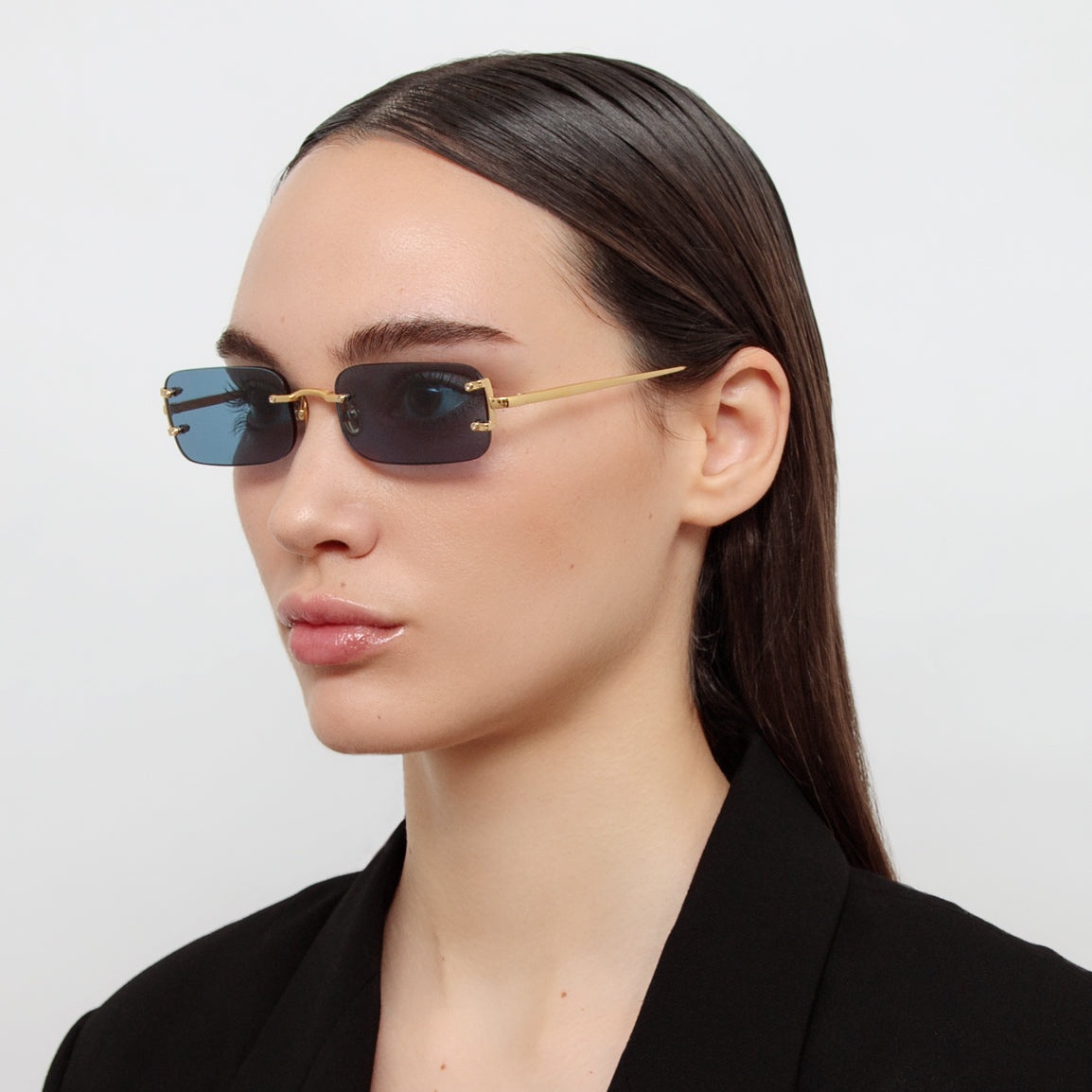 Taylor Rectangular Sunglasses in Aqua - 3