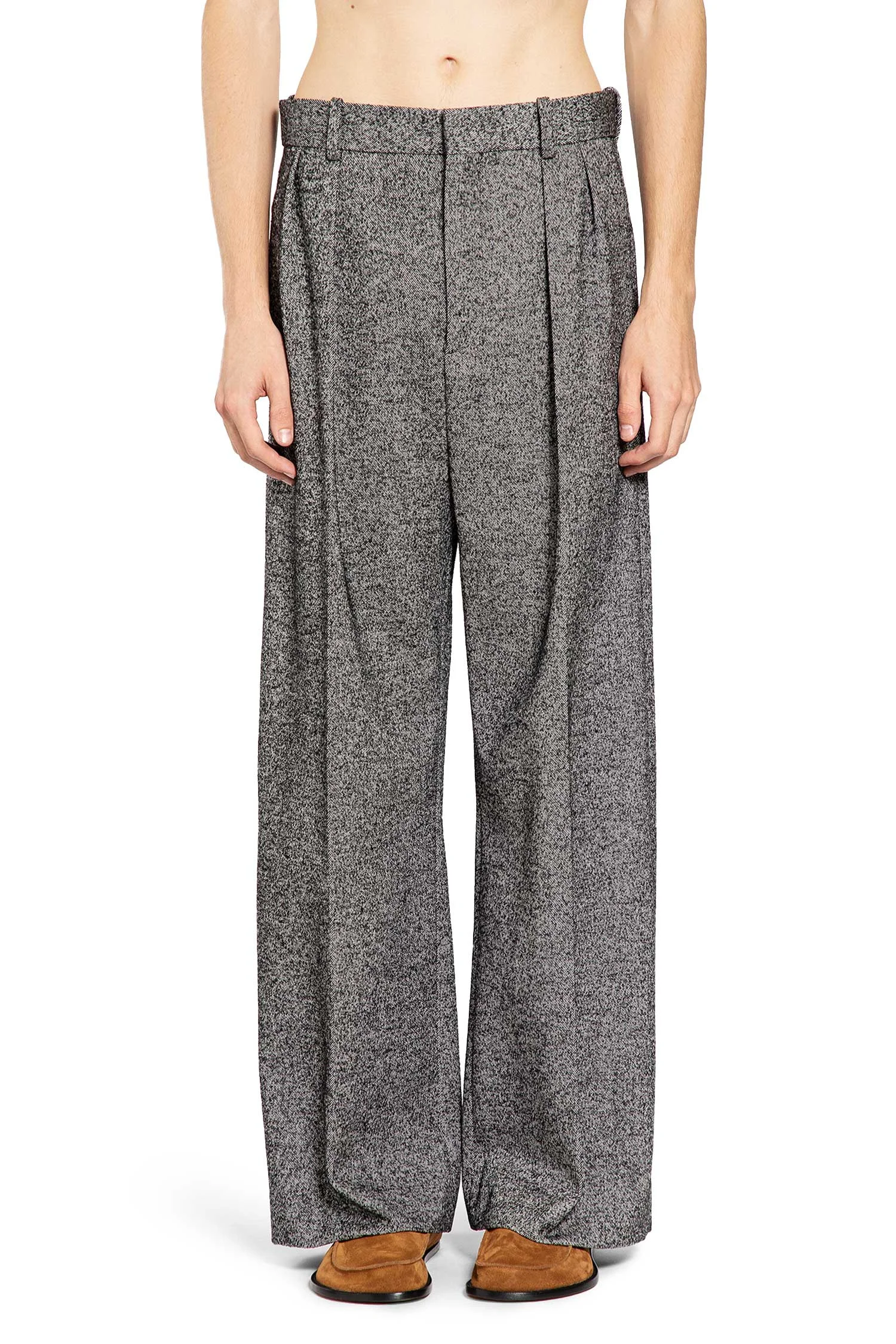 Wide Leg Twill Trousers - 1