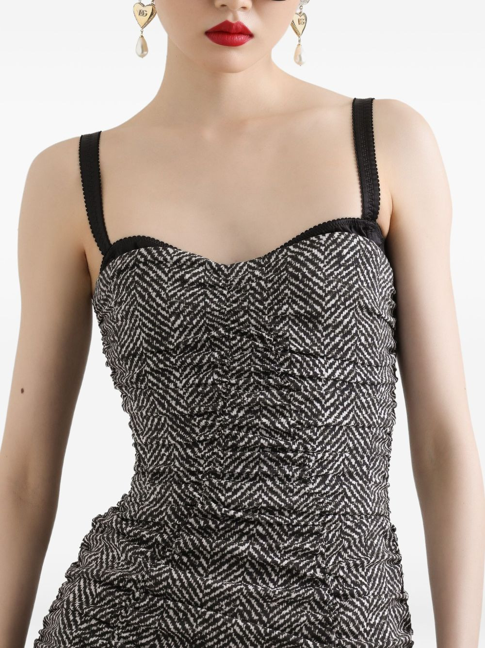 chevron strapless midi dress - 4