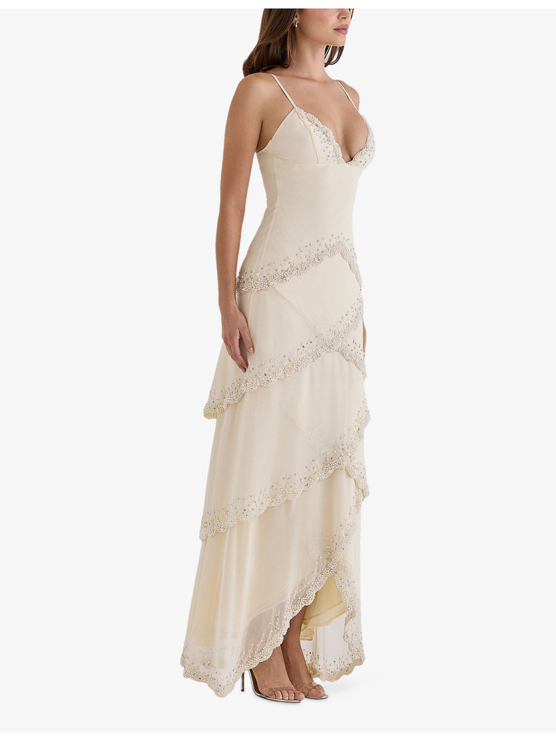 Sorelle Bead-Embellished Georgette Maxi Dress 3