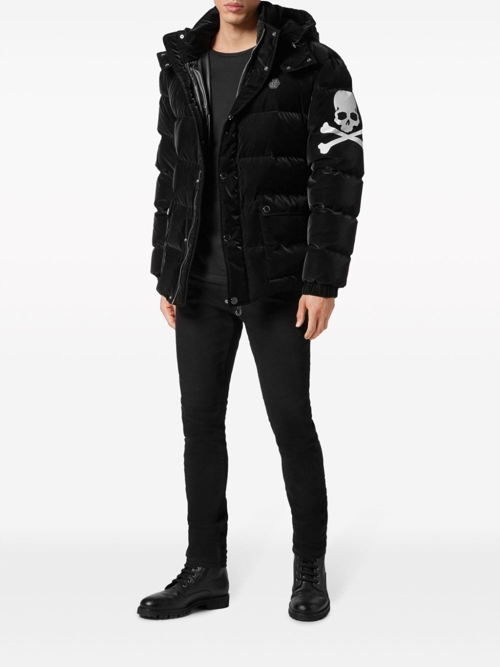 skull-print quilted jacket - 2