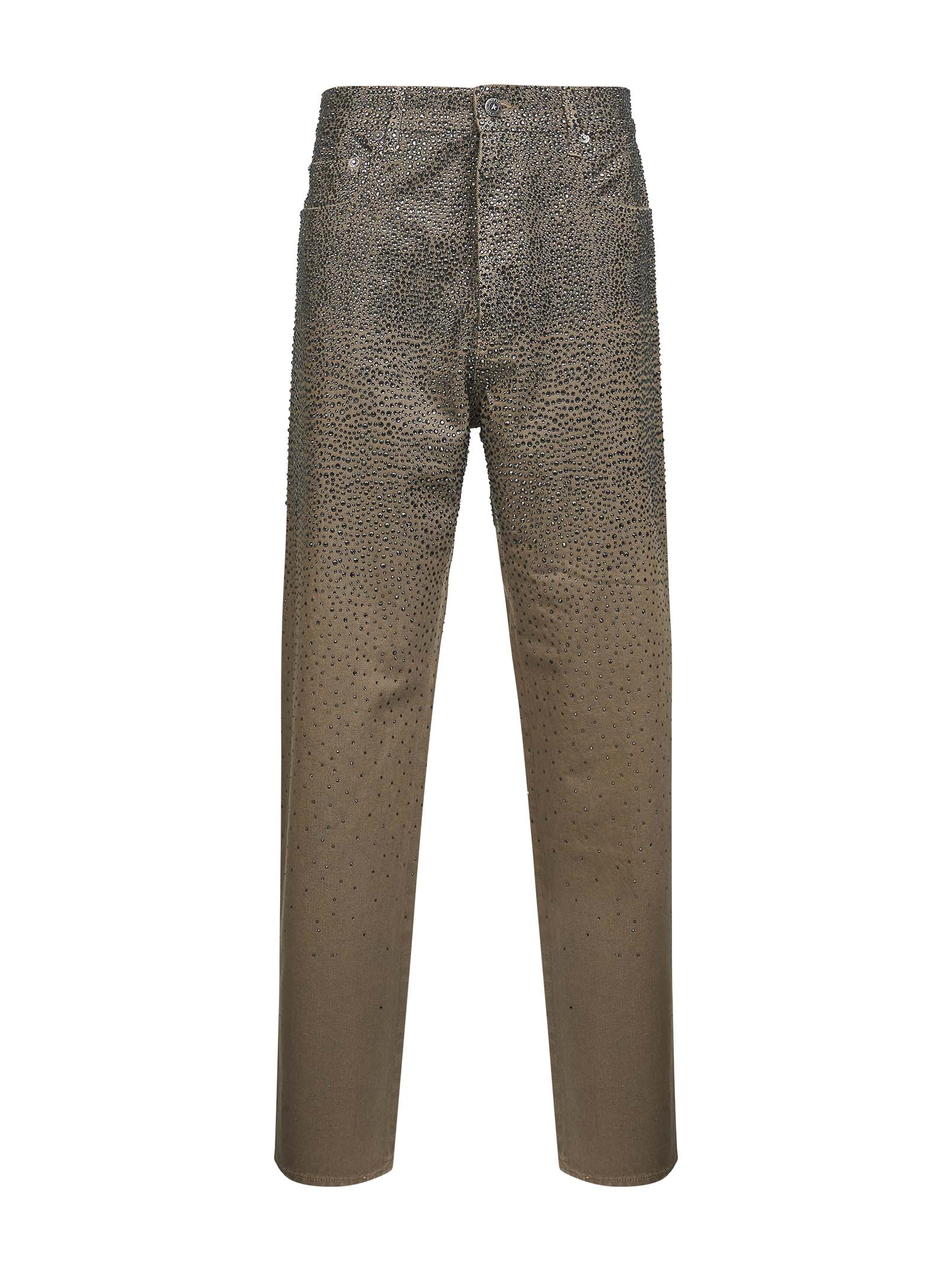 Golden Goose Women Green Denim Gradient-Effect Swarovski Crystal Jeans - 1