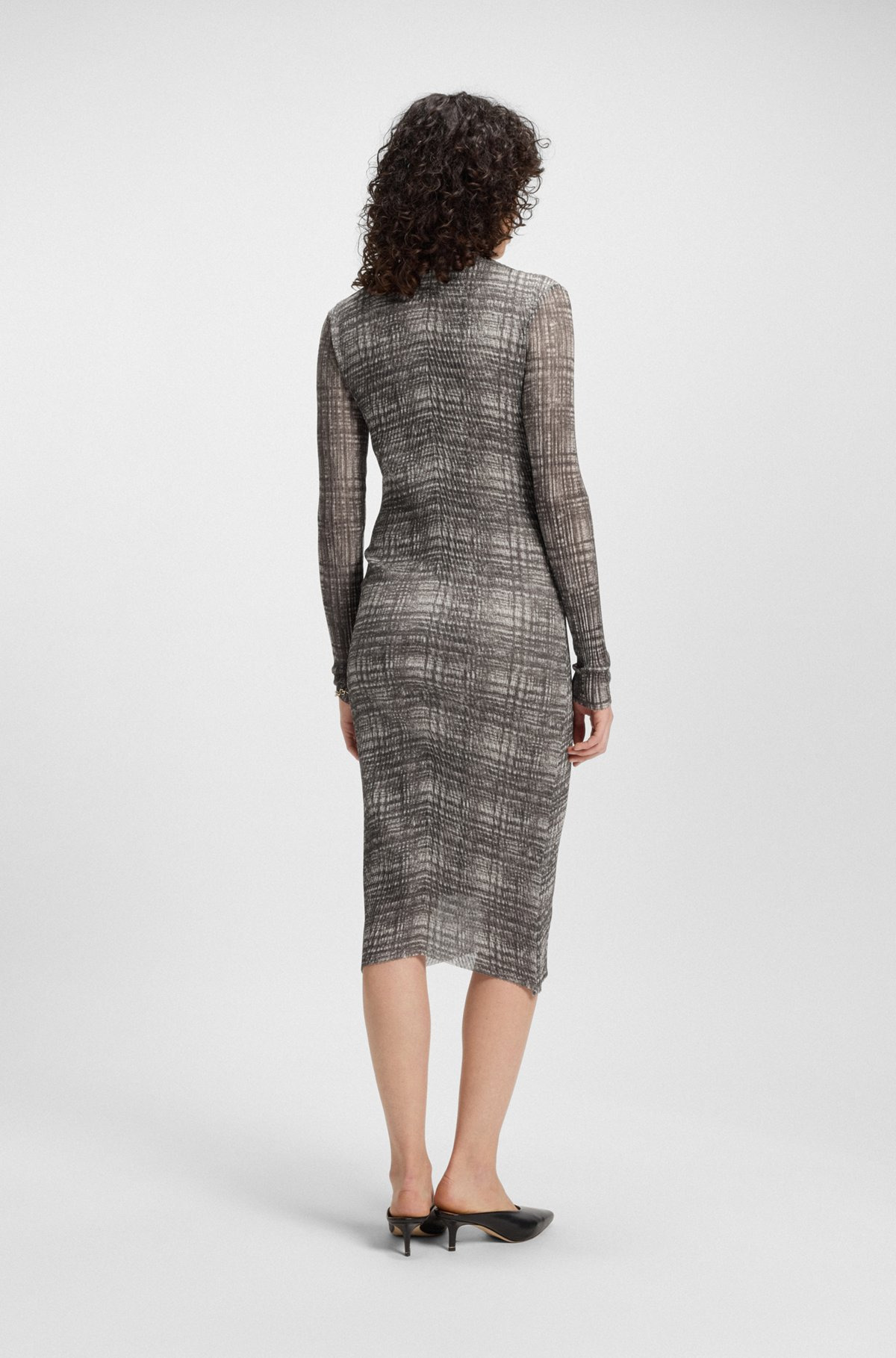 PLISSÉ-TULLE DRESS WITH MODAL LINING - 5