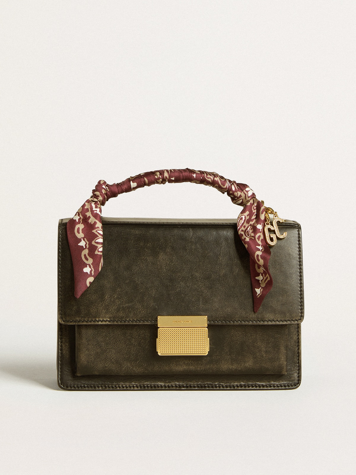 Venezia Bag in black distressed leather with gold details - 6