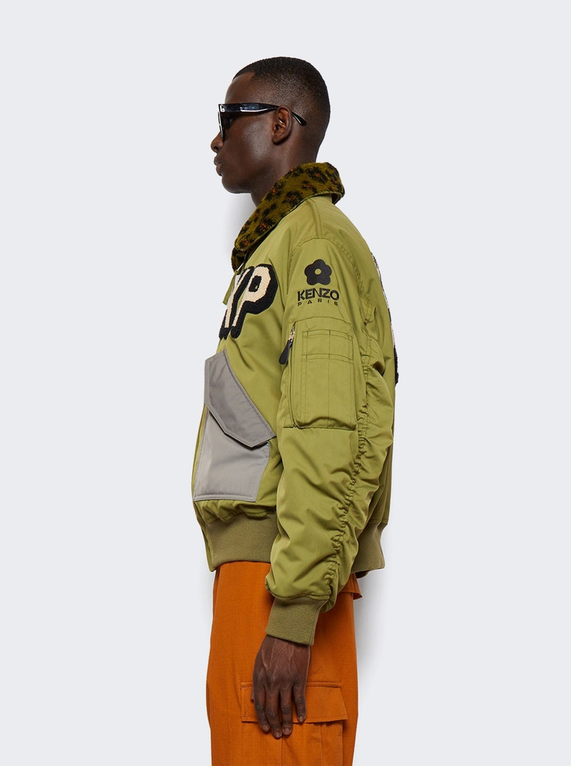 Flight Fur Bomber Jacket Khaki 9