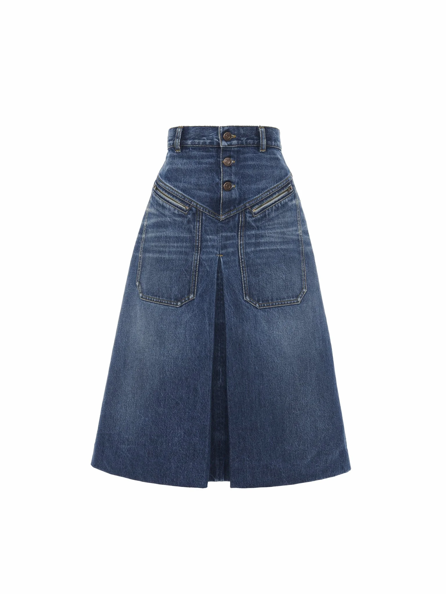KNEE-LENGTH SKIRT IN DENIM - 1