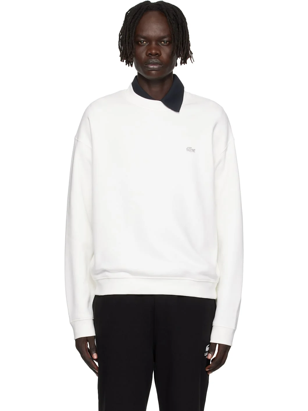 White Loose Fit Heavy Fleece Sweatshirt - 1