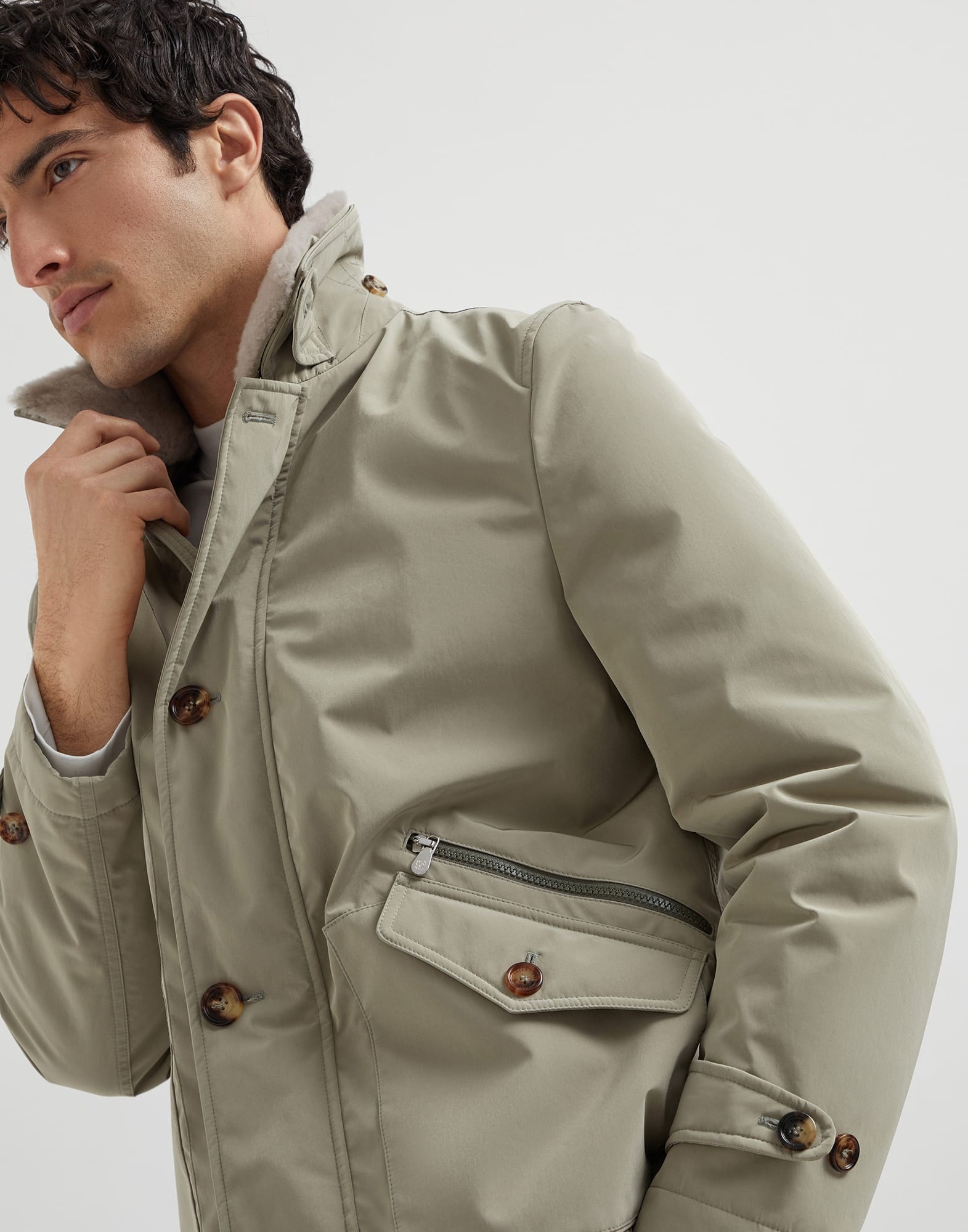 Bonded nylon outerwear jacket with detachable shearling insert and Thermore® padding - 3