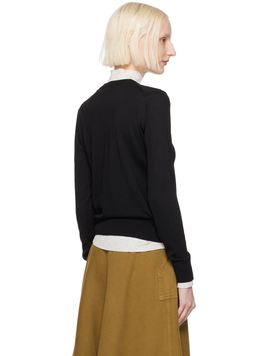 Black Baby Fox Patch Regular Sweater - 3