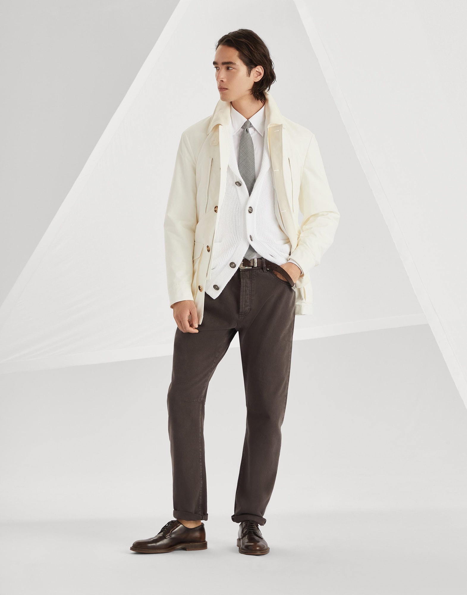 Garment-dyed leisure fit five-pocket trousers in denim - 4